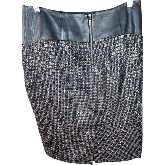 The Limited Women’s Black and Metallic Tweed Pencil Skirt Size‎ 8 Faux Leather - Picture 8 of 11
